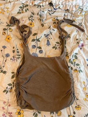 Free People Olive Tie-Shoulder Ruched Tank Top